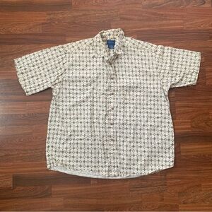 TownCraft Men’s Geometric Short Sleeved Button Down Shirt Sz XL Cotton WPL 11935